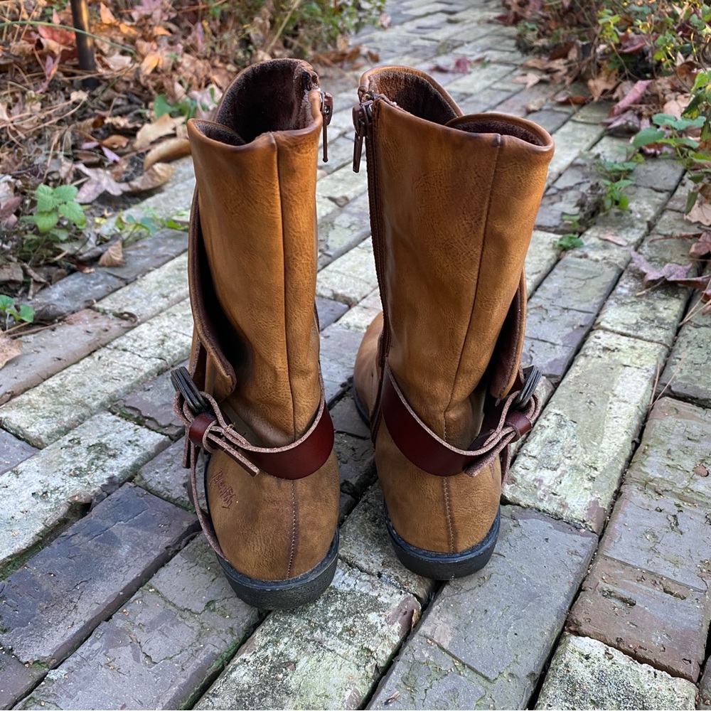 Blowfish Tan and Brown Mid Calf Combat Moto Boots Size 7 - Picture 3 of 6